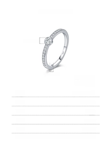 Technical drawing of S925 sterling silver bubble ring with 0.1ct diamond and 1.40g weight