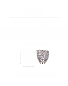 Detail of fan-shaped cubic zirconia earrings showing 4.5cm size and 27g weight