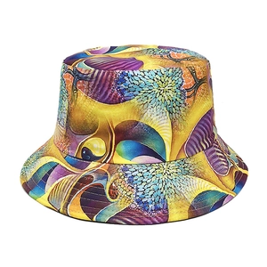 Chapeau Bob Tie Dye Abstrait Imprimé Coloré Polyester Réversible Protection Solaire Extérieur Mode Unisexe Soleil