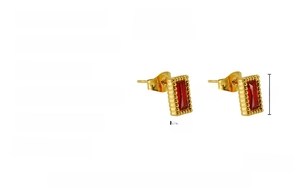 Détail des boucles d'oreilles zircon doré avec placage sous vide 18K et spécifications
