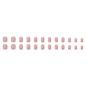 24-piece nude pink cat-eye press-on nails with silver glitter stripes and glossy finish