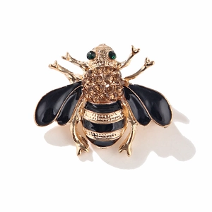 Vintage Alloy Enamel Bee Brooch For Women Gold Rhinestone Animal Brooch Pin Clothing Accessory Fashion Jewelry Gift