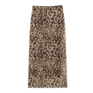 Women's leopard print midi skirt in lightweight fabric with a high-waisted fit