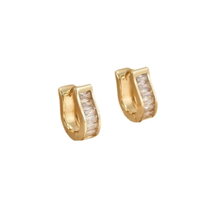 Elegant gold geometric earrings with rectangle cubic zirconia in a minimalist style