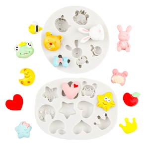 Moule en silicone avec ours grenouille cœur et étoile pour créations artisanales en résine DIY