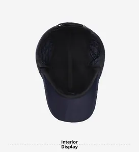 Detailed view of the quilted cotton lining and interior stitching of the men's winter hat