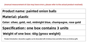 Detailed specifications of shatterproof painted onion-shaped Christmas ornaments in 3-pack