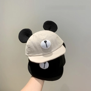 Adorable baby baseball cap with cartoon bear ears and soft brim for sun protection