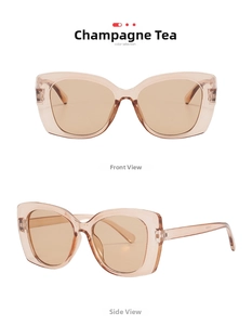 Champagne Tea cat-eye sunglasses featuring thick frames shown in front and side views