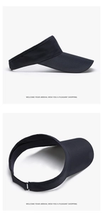 Dual-angle view of a black quick-dry breathable sun visor hat for summer