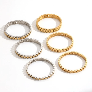 Dettagli di bracciali in acciaio inossidabile bicolore oro e argento in varie larghezze