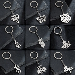 Animal Keychain Stainless Steel Hollow Octopus Tiger Koala Snake Pendant Key Ring Fashion Bag Charm For Men Women
