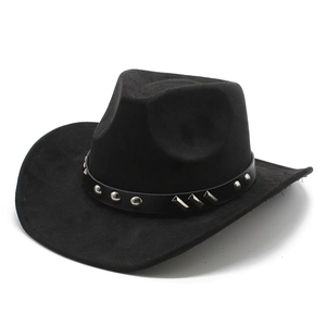 Classic black western cowboy hat with studded leather band and stylish curved brim
