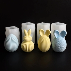 Easter bunny and egg silicone mold set for DIY scented candles and gypsum crafts