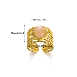 Detailed size view of vintage 18K gold plated ring with oval orange stone