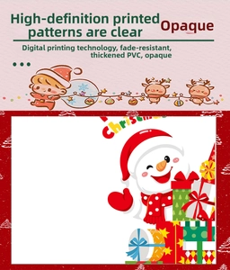 Detail of premium PVC Christmas window stickers with reindeer and snowman illustrations