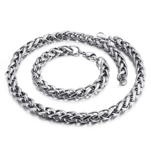 10mm silver titanium steel dragon keel chain necklace and bracelet jewelry set for men
