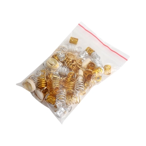 100pcs gold and silver dreadlock beads set with shell pendants for DIY braiding