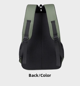 Detail of ergonomic padded mesh back and breathable shoulder straps on the backpack
