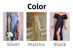 Détails du tissu en satin montrant les coloris argent, vert matcha et noir élégant