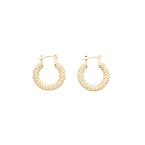 Minimalist gold-plated U-shaped hoop earrings with micro-paved cubic zirconia
