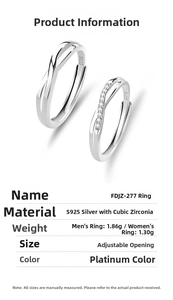 Detailed close-up of S925 sterling silver couple rings with cubic zirconia inlay