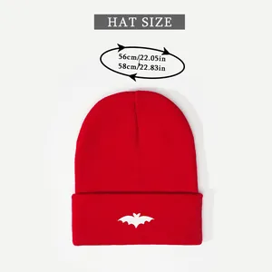 Size chart showing head circumference of 56-58cm for the red embroidered beanie hat