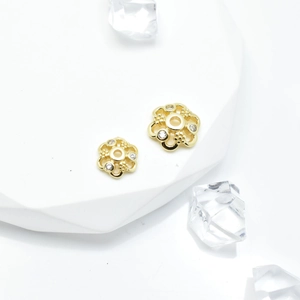 Gold plated micro-pave zircon flower spacer bead for DIY jewelry making accessories