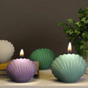 Bougies parfumées en forme de coquillage en couleurs pastel pour déco et aromathérapie