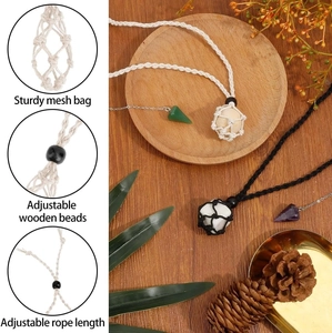 Handmade Woven Stone Holder Necklace Cord Adjustable Net Pocket Pendant Rope Retro Braided Jewelry For Crystal Raw Stones