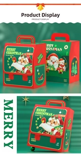 Detailed view of Christmas mini backpack gift boxes with festive Santa and snowman prints