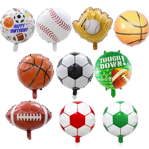 Sports Theme Party Balloons Foil Aluminum Film Basketball Football Soccer Baseball Rugby Shape Birthday Decoration
