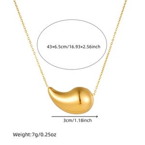Collier avec pendentif goutte d'eau creuse doré en acier inoxydable avec chaîne 43 cm