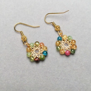 Natural Tourmaline Candy Color Sunflower Drop Earrings 14K Gold Filled Wire Wrapped Handmade Fashion Jewelry For Women