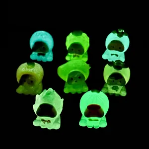 Luminous mini resin cartoon fruit figurines showing strong glow in the dark effect