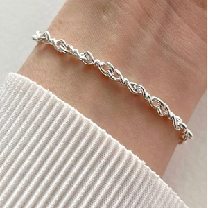 925 Sterling Silver Bracelet Folded Fine Line Woven Link Minimalist Ins Style Fashion Jewelry For Women