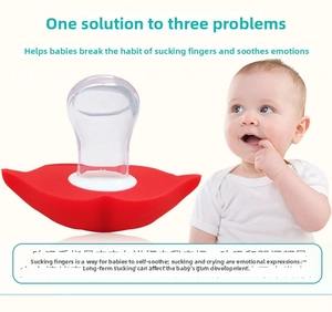 Funny red lips baby pacifier made of silicone for soothing and anti-thumb sucking