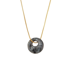 Gold-plated stainless steel snake chain with a round labradorite stone pendant