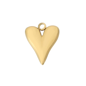 Golden stainless steel heart-shaped pendant with smooth 3D polished surface for DIY jewelry