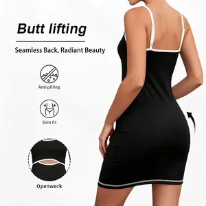 Abito premaman nero attillato con design cut-out sulla schiena e spalline a contrasto