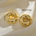 Chunky C-shaped 18K gold plated stainless steel hoop earrings for women, 19g weight