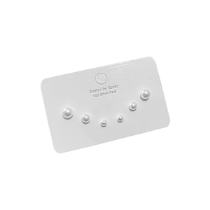 Set of 3 pairs of S925 silver needle pearl stud earrings in various sizes on a white card