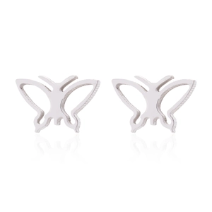 Elegantes pendientes de mariposa hueca en plata pulida con un acabado brillante y moderno