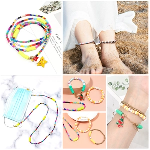 Rainbow polymer clay bead set with alphabet beads and alloy charms for DIY jewelry making