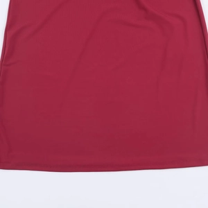 Deep red knitted long dress with fashion pleated texture and elegant hemline details