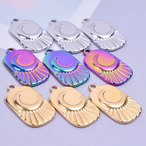 Punk style stainless steel moon and sun charms in gold silver and rainbow colors
