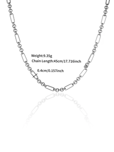 Detail view of the silver-plated link chain showing 45cm length and 9.35g weight