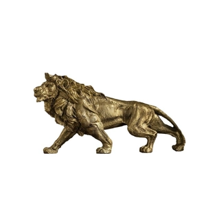 Goldene nordische Löwenstatue aus Harz mit Antik-Finish für die Inneneinrichtung