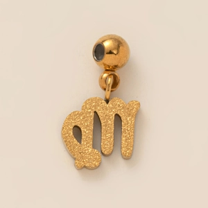 Macro detail of Scorpio zodiac pendant with matte texture and gold-plated stainless steel