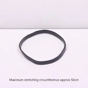 Highly elastic black rubber hair bands with maximum stretch circumference of 50cm
